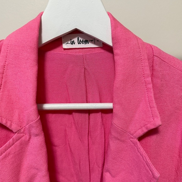 Linen blend pink oversized blazer - Picture 3 of 4